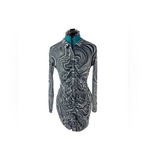 Justify Long Sleeve Button Down Mesh Dress (L)